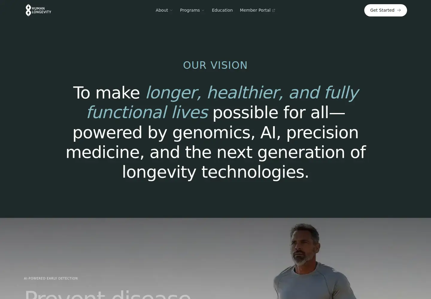 Screenshot of humanlongevity.com