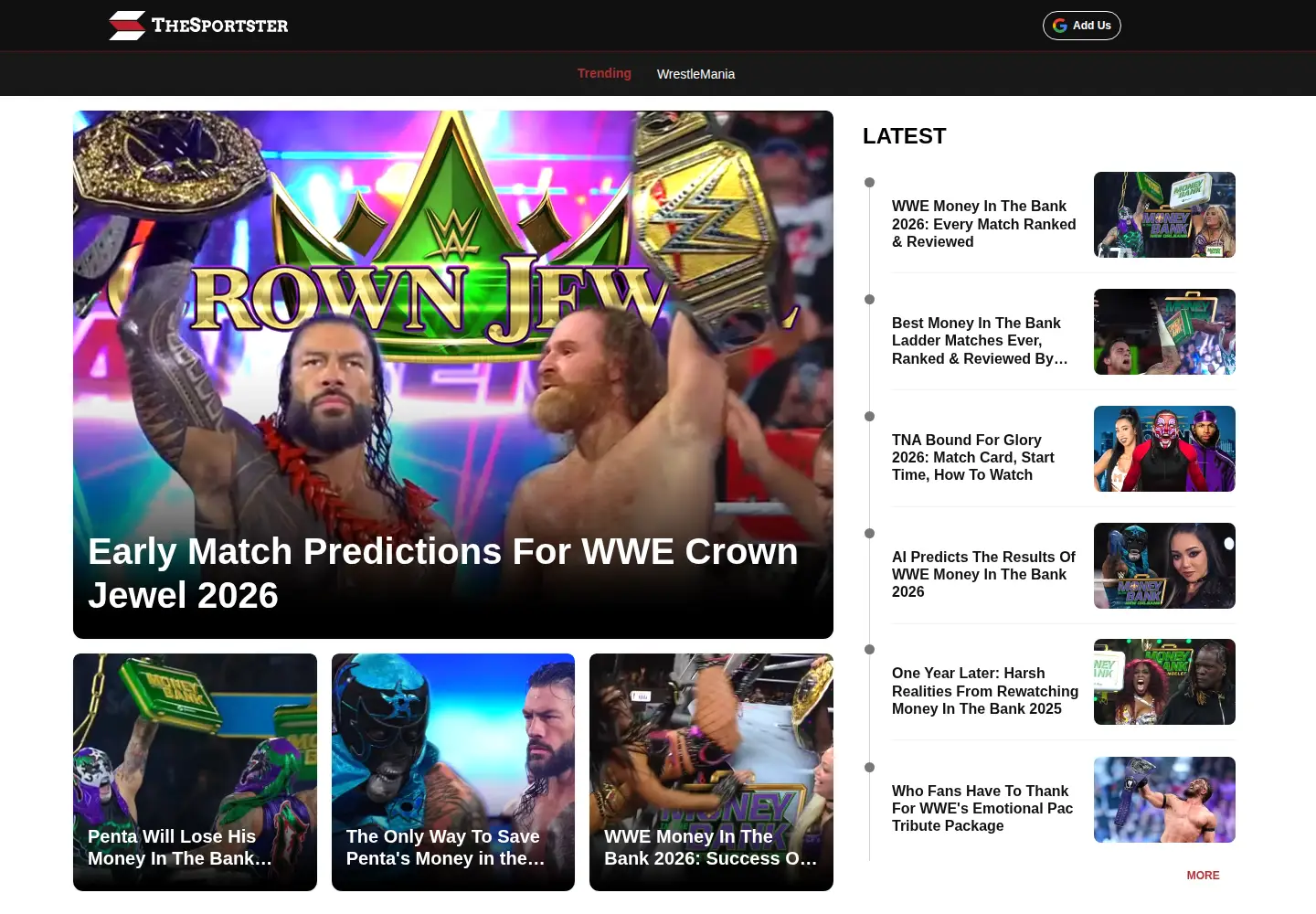 Screenshot of thesportster.com