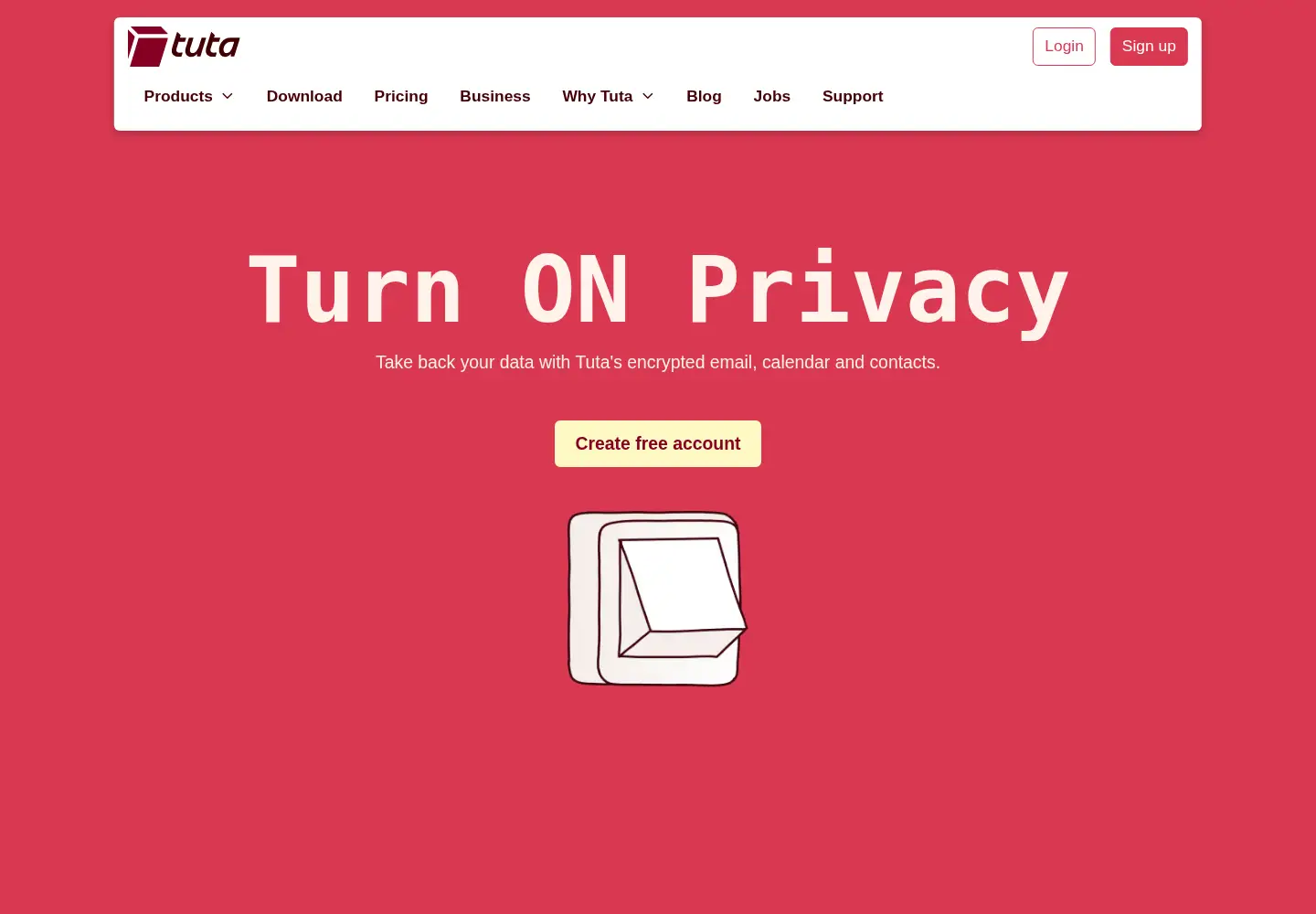 Screenshot of tutanota.com
