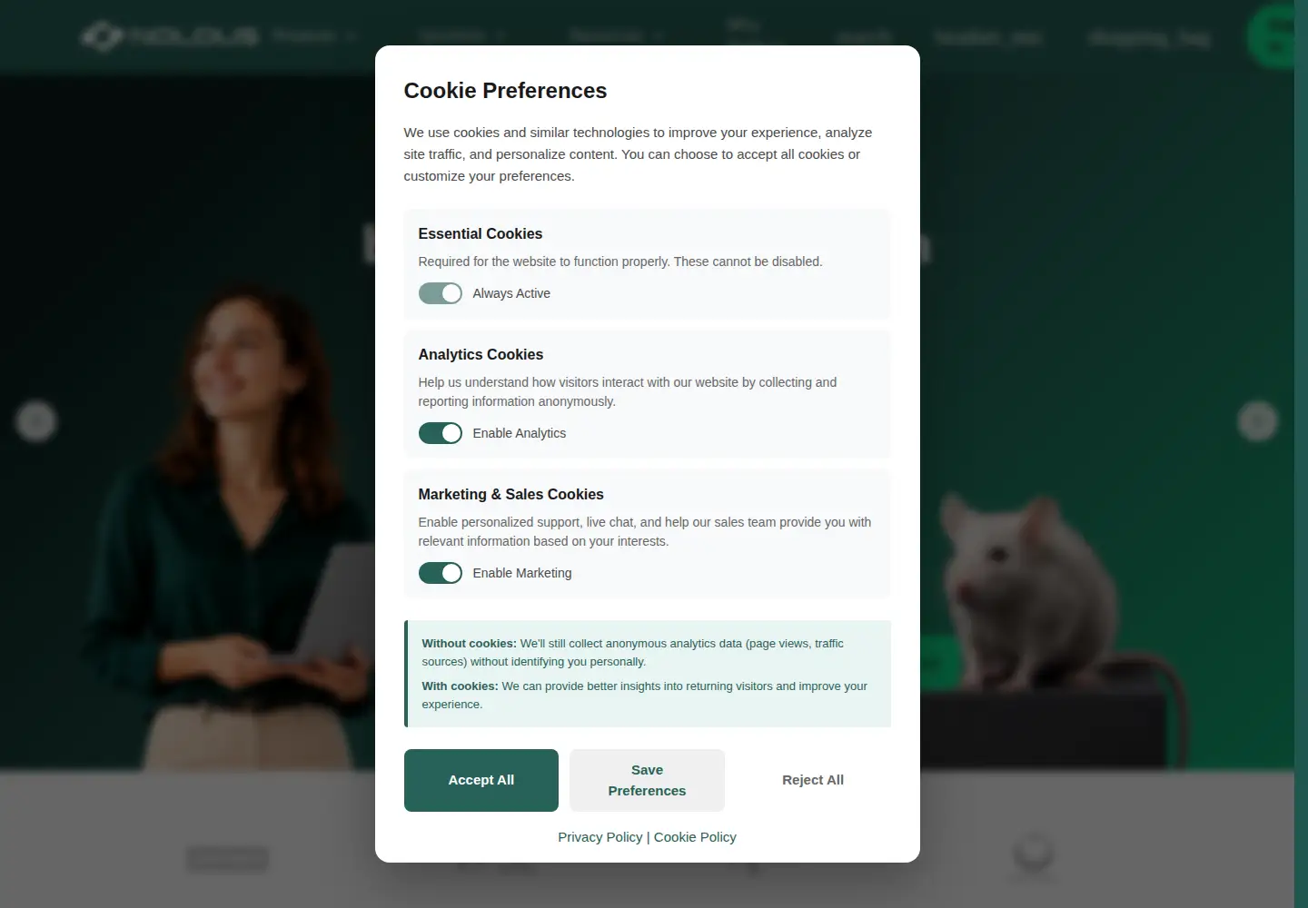 Screenshot of noldus.com