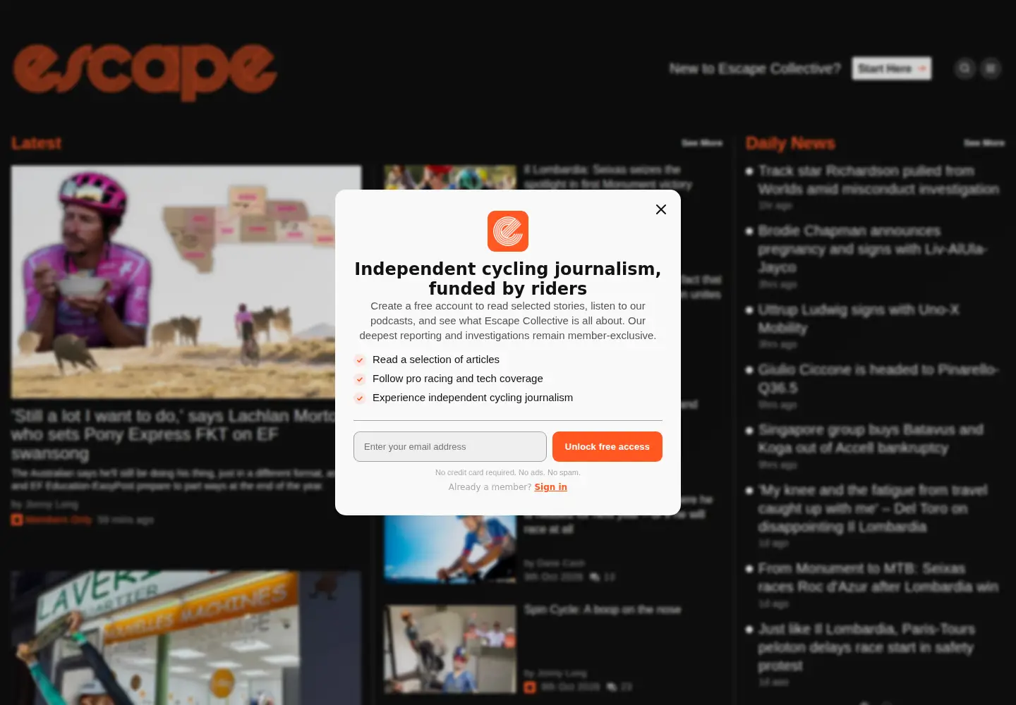 Screenshot of escapecollective.com