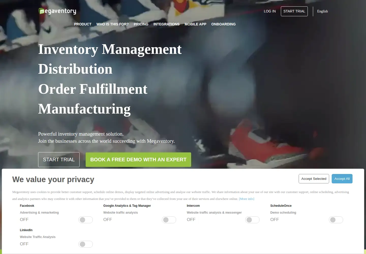 Screenshot of megaventory.com