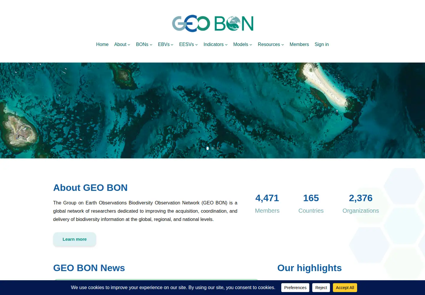 Captured homepage of geobon.org in the current scan