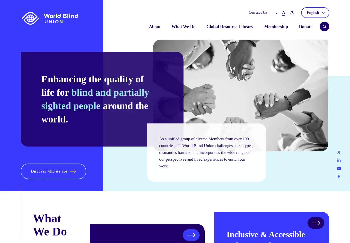 Captured homepage of worldblindunion.org in the current scan