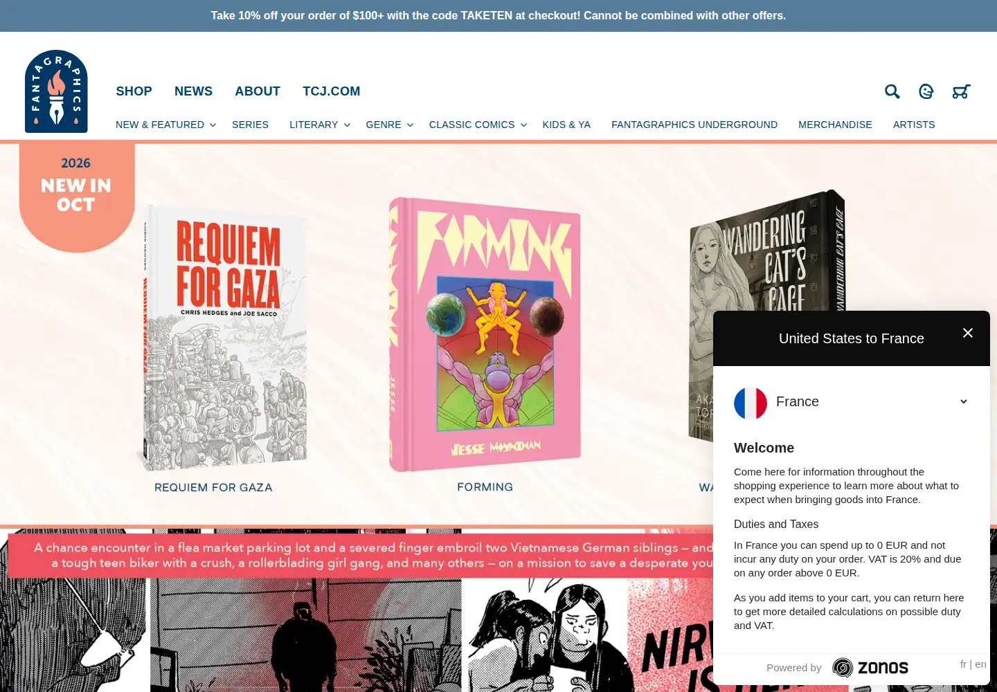 Screenshot of fantagraphics.com