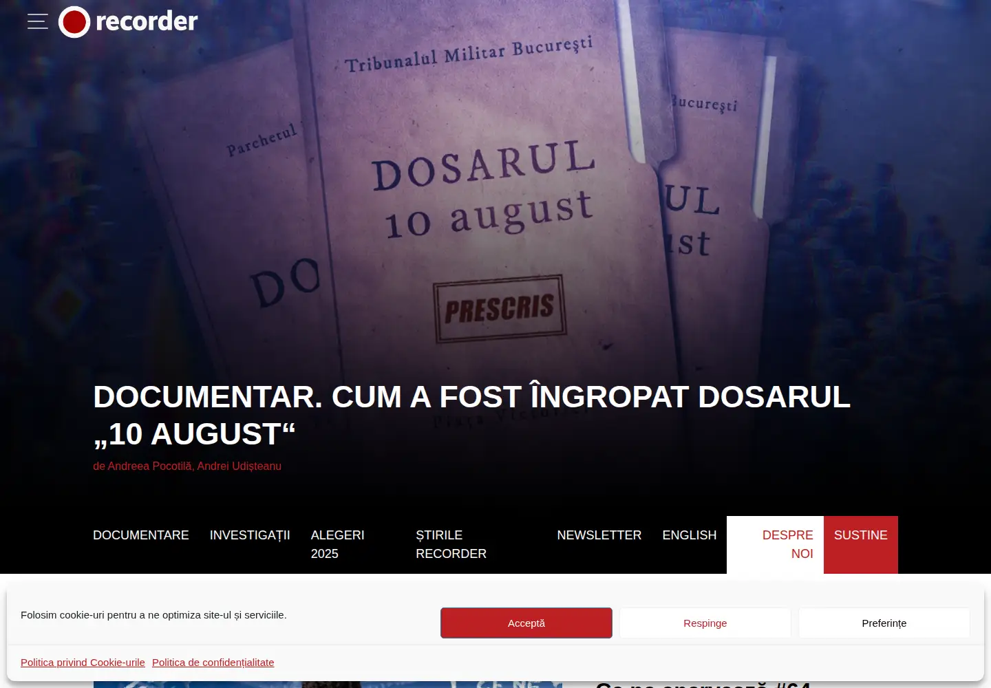 Captured homepage of recorder.ro in the current scan