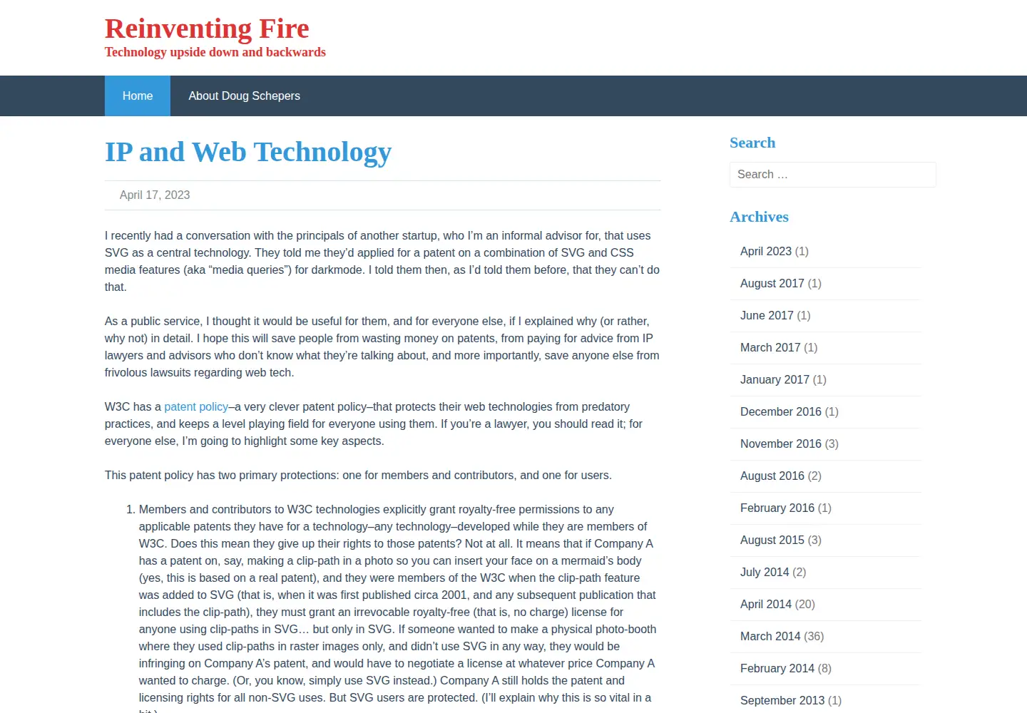 Captured homepage of schepers.cc in the current scan