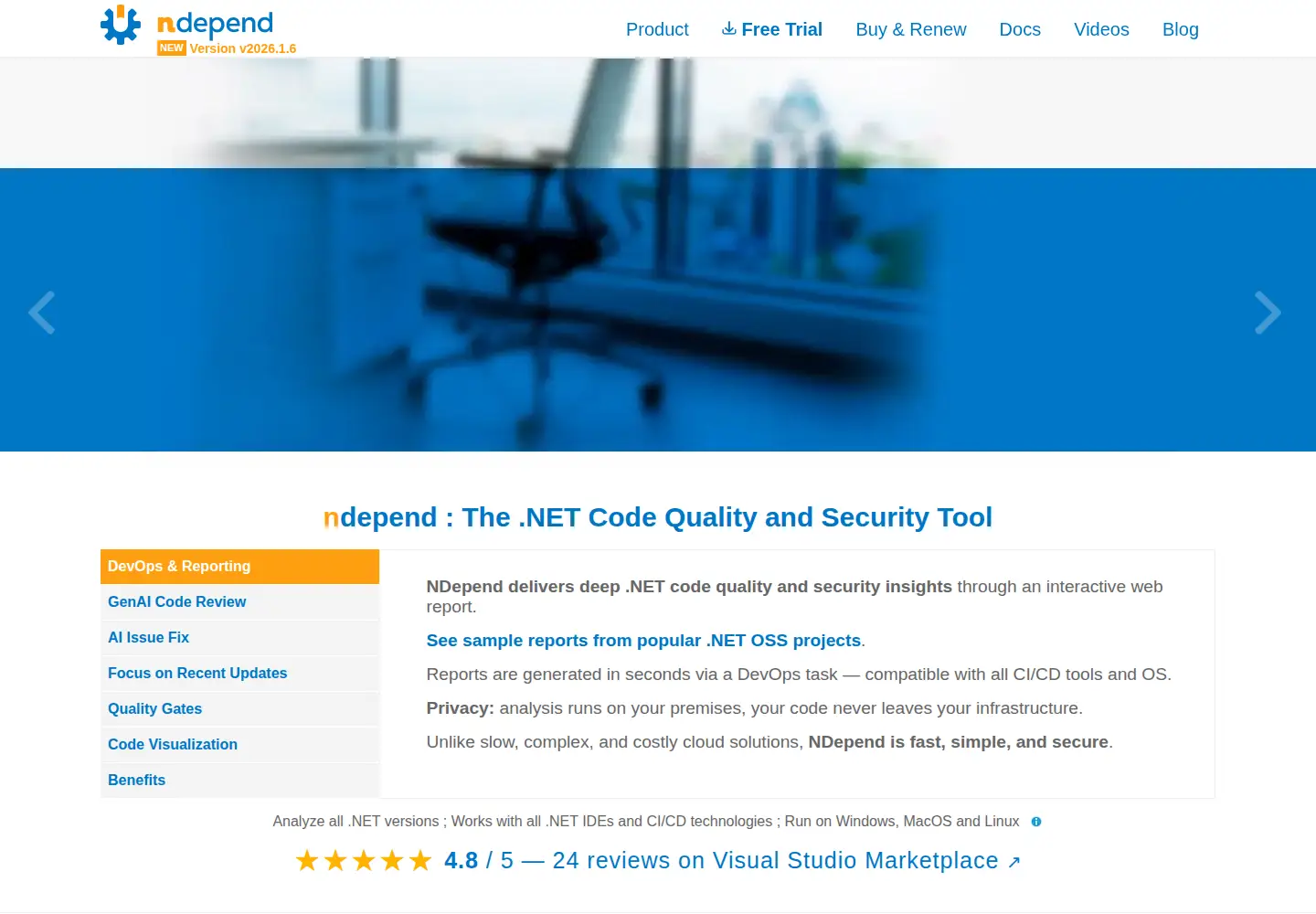 Screenshot of ndepend.com