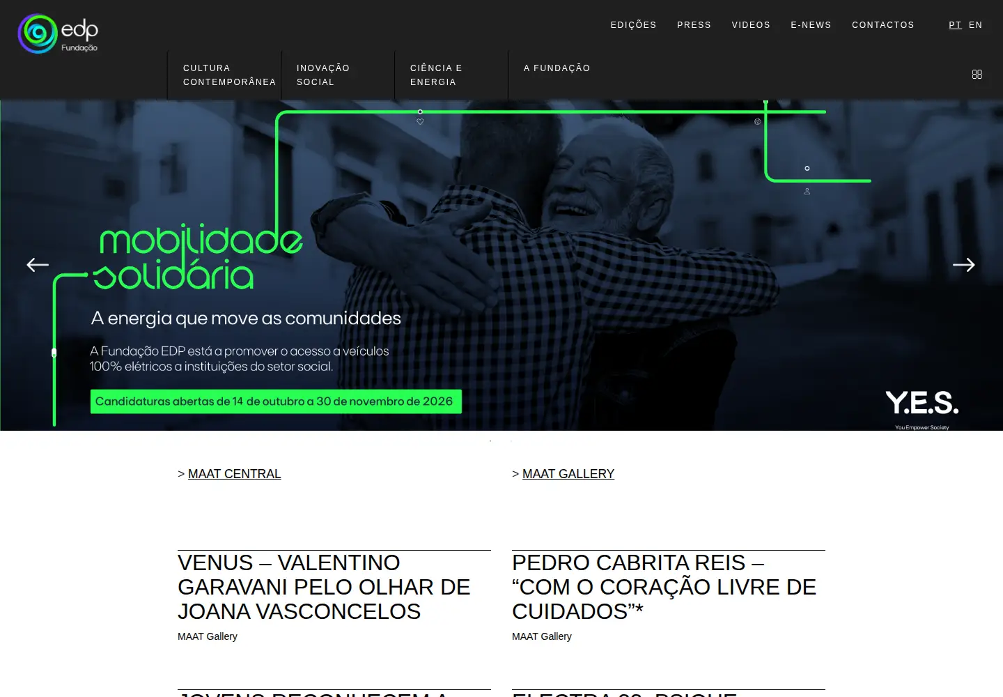 Captured homepage of fundacaoedp.pt in the current scan
