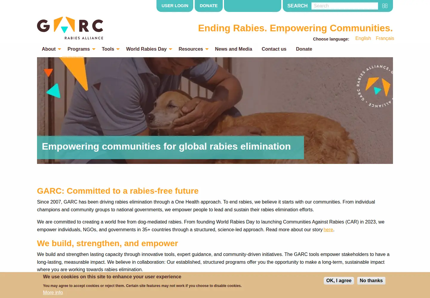 Screenshot of rabiesalliance.org