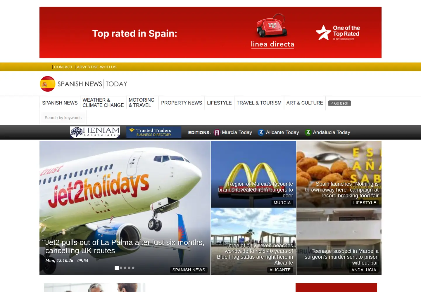 Captured homepage of spanishnewstoday.com in the current scan