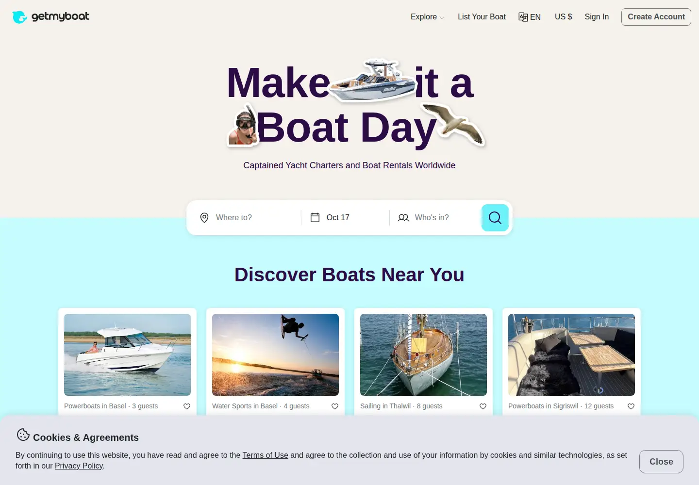 Captured homepage of getmyboat.com in the current scan