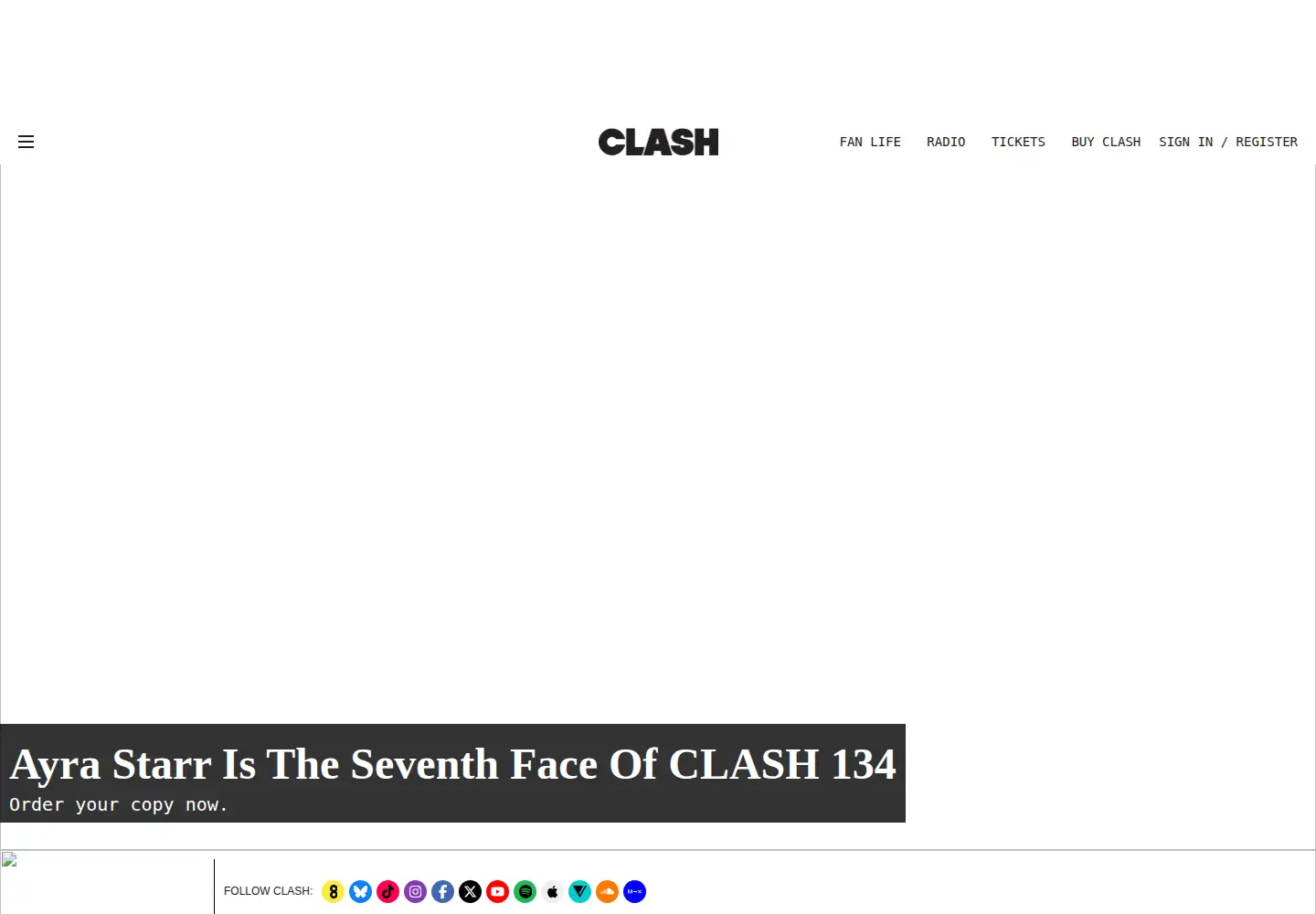 Screenshot of clashmusic.com