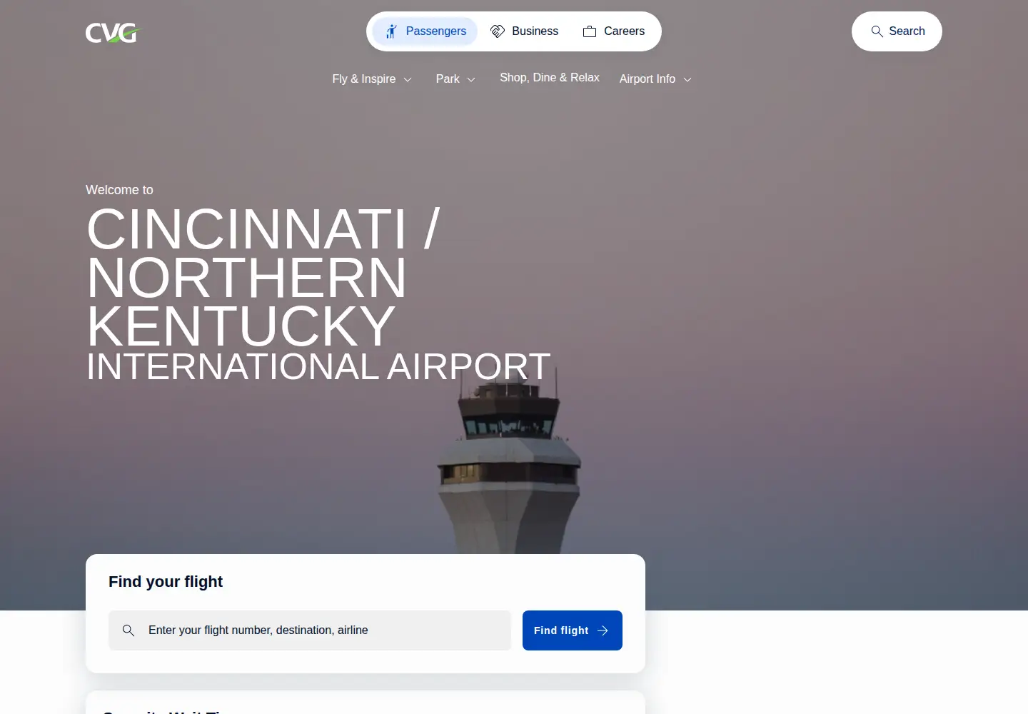 Screenshot of cvgairport.com
