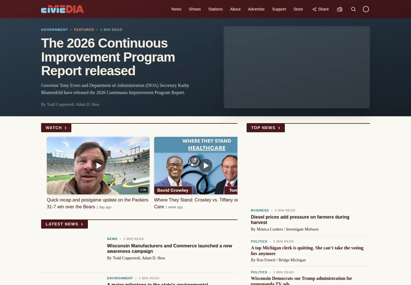 Captured homepage of civicmedia.us in the current scan