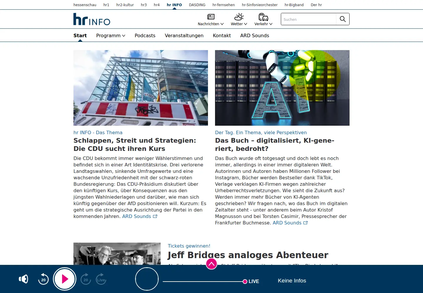 Captured homepage of hr-inforadio.de in the current scan