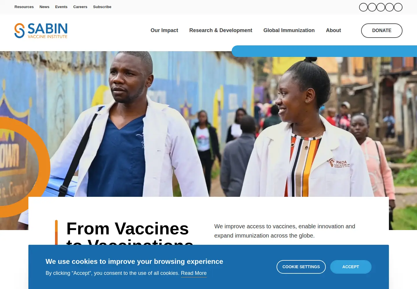 Captured homepage of sabin.org in the current scan