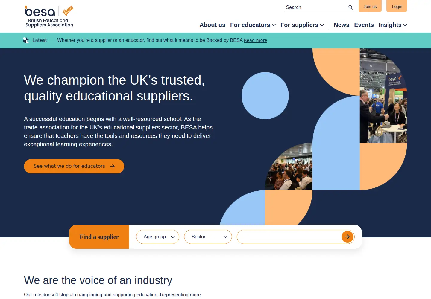 Captured homepage of besa.org.uk in the current scan