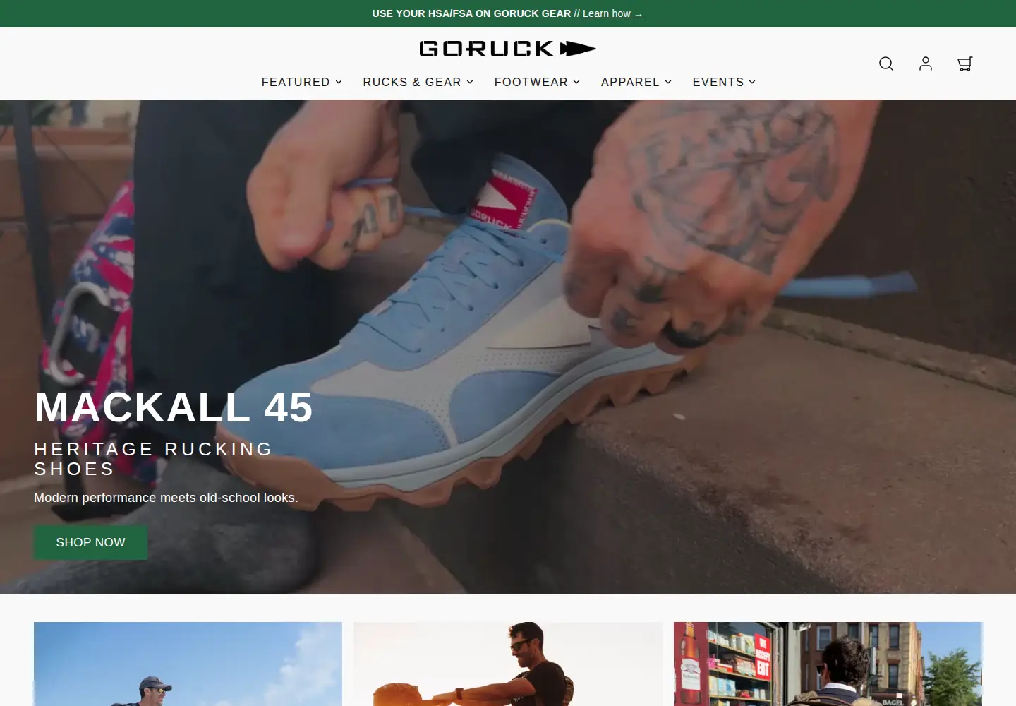 Screenshot of goruck.com