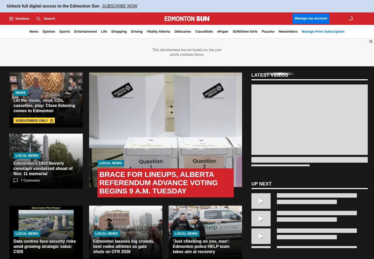 Screenshot of edmontonsun.com