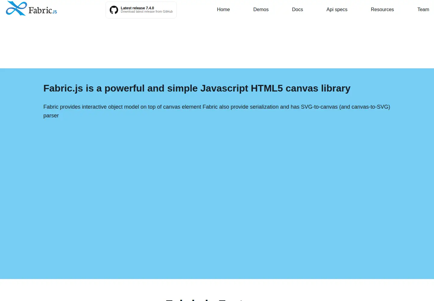 Screenshot of fabricjs.com