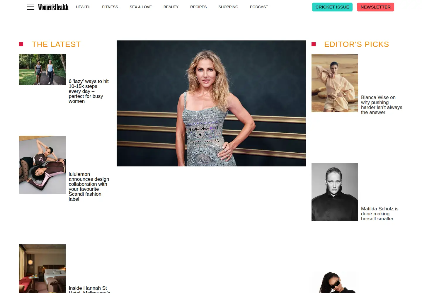 Screenshot of womenshealth.com.au