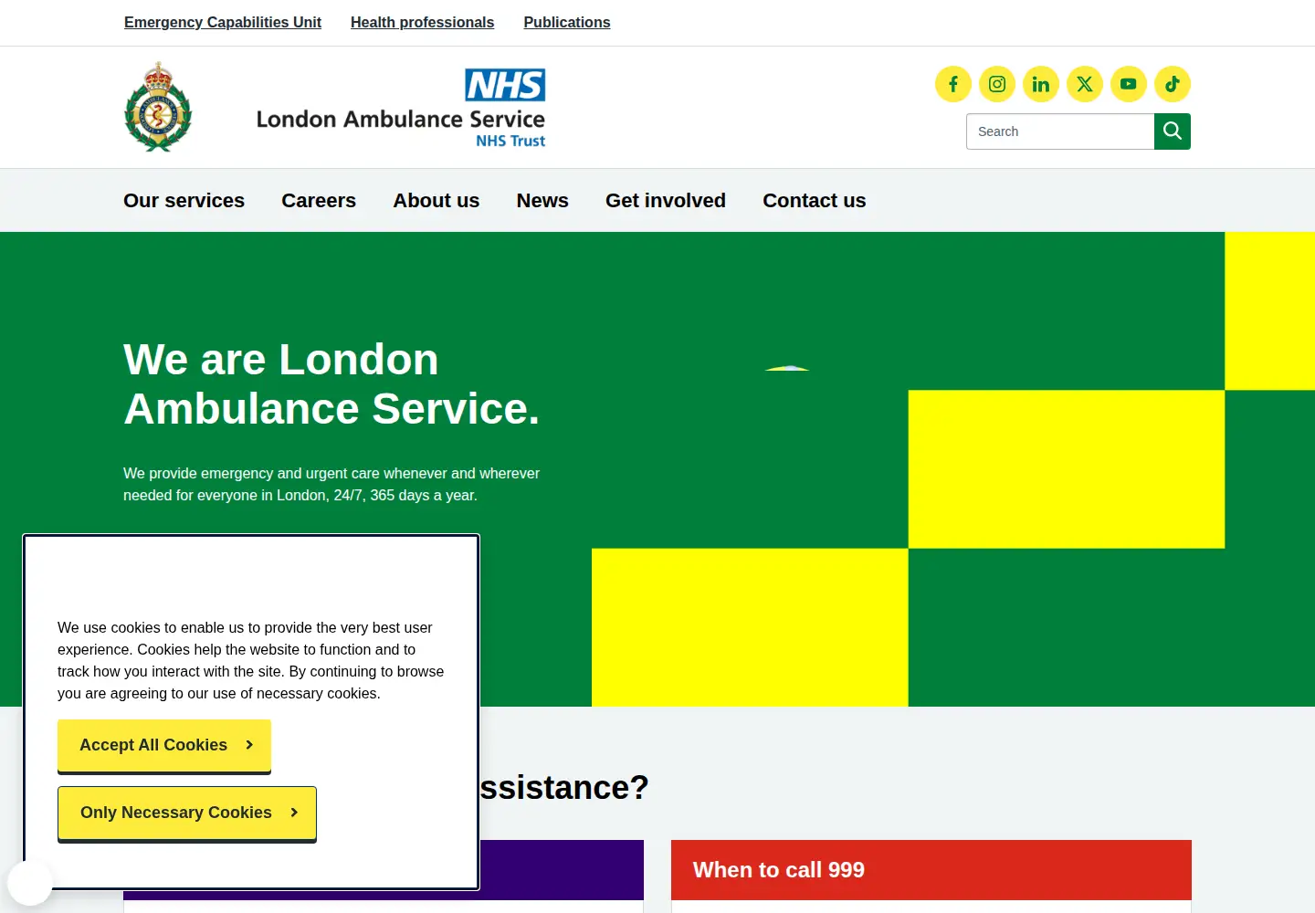 Screenshot of londonambulance.nhs.uk