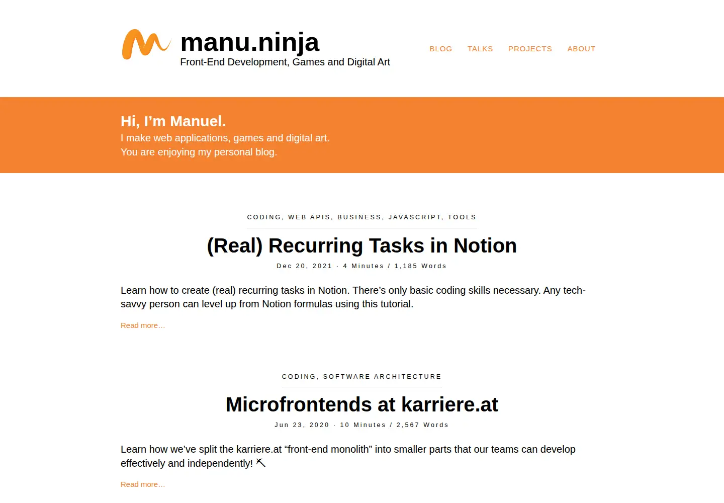 Screenshot of manu.ninja