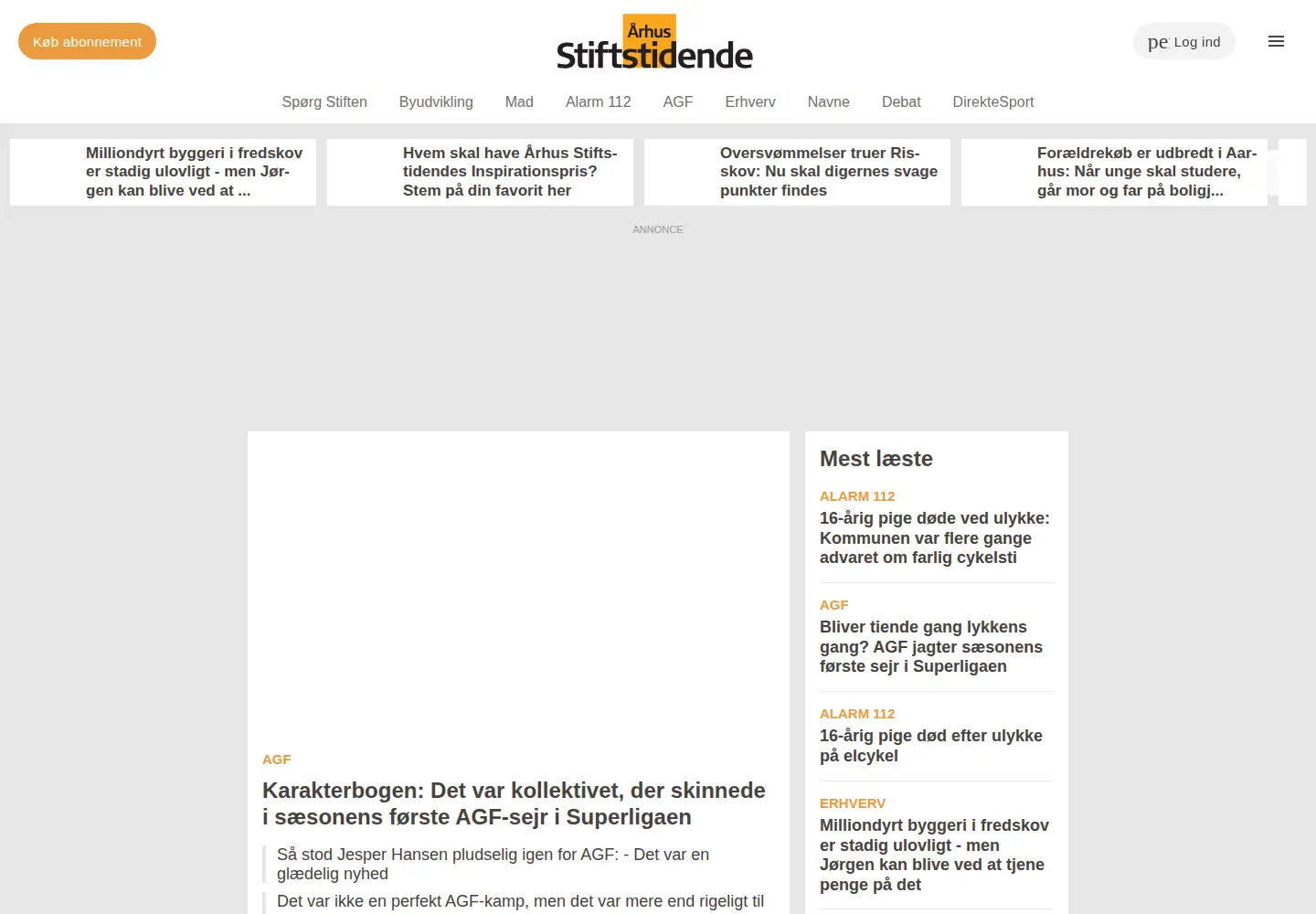 Screenshot of stiften.dk