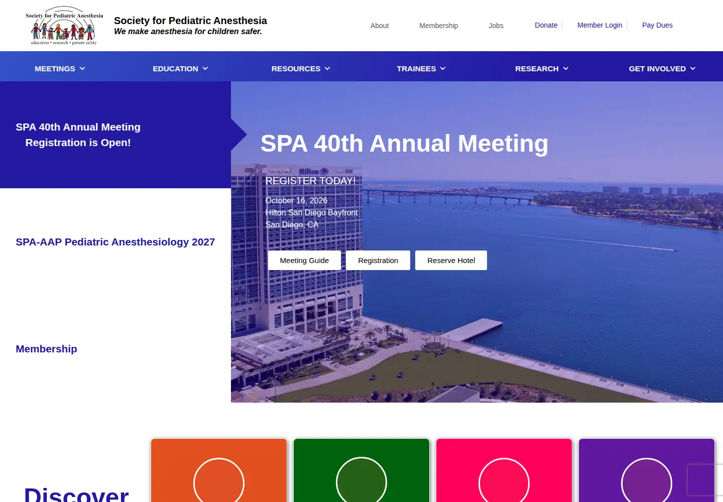 Captured homepage of pedsanesthesia.org in the current scan