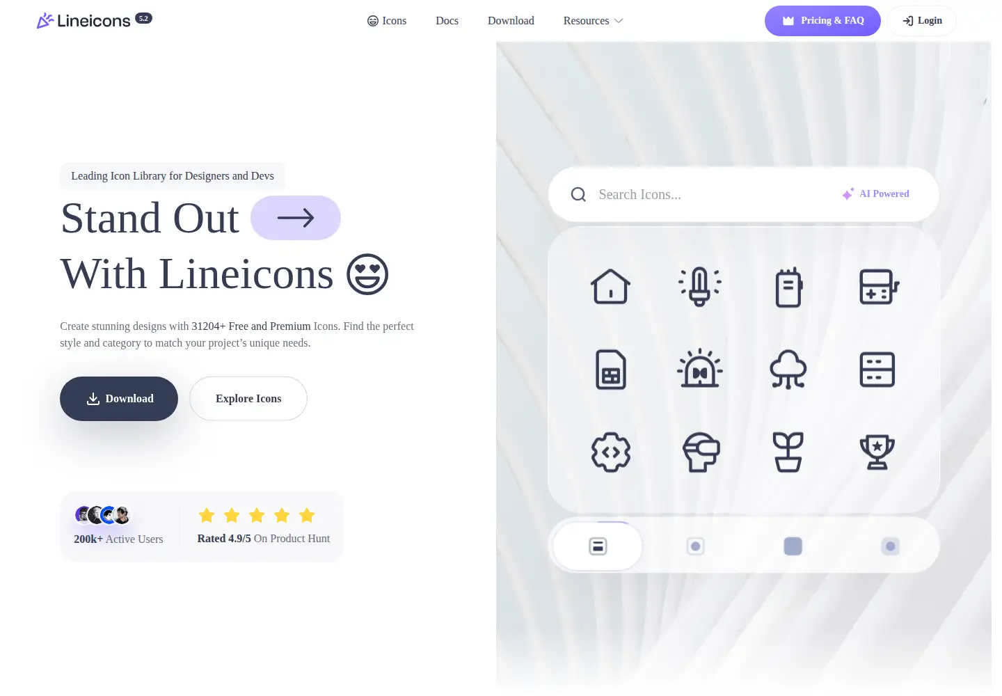 Captured homepage of lineicons.com in the current scan