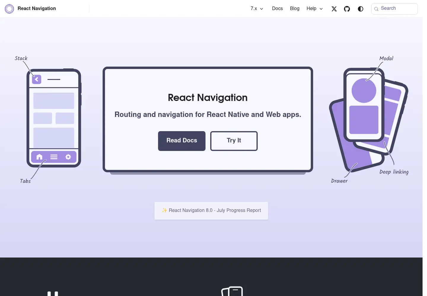 Screenshot of reactnavigation.org