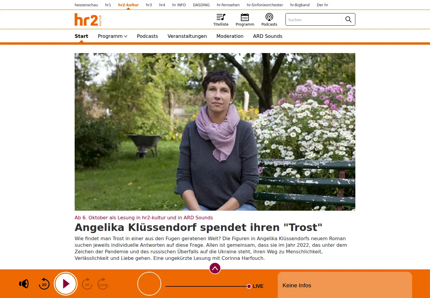 Captured homepage of hr2.de in the current scan