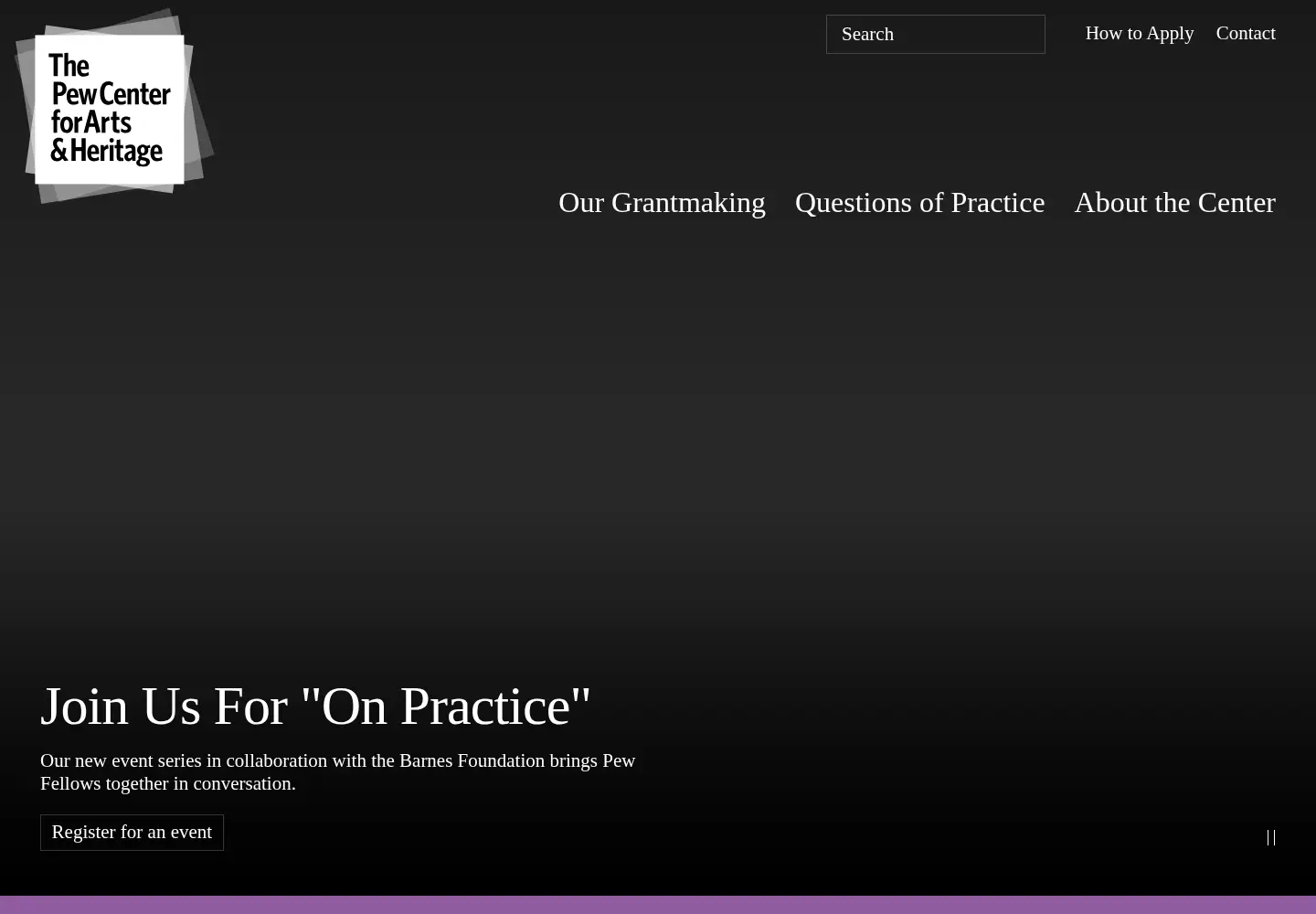 Screenshot of pewcenterarts.org
