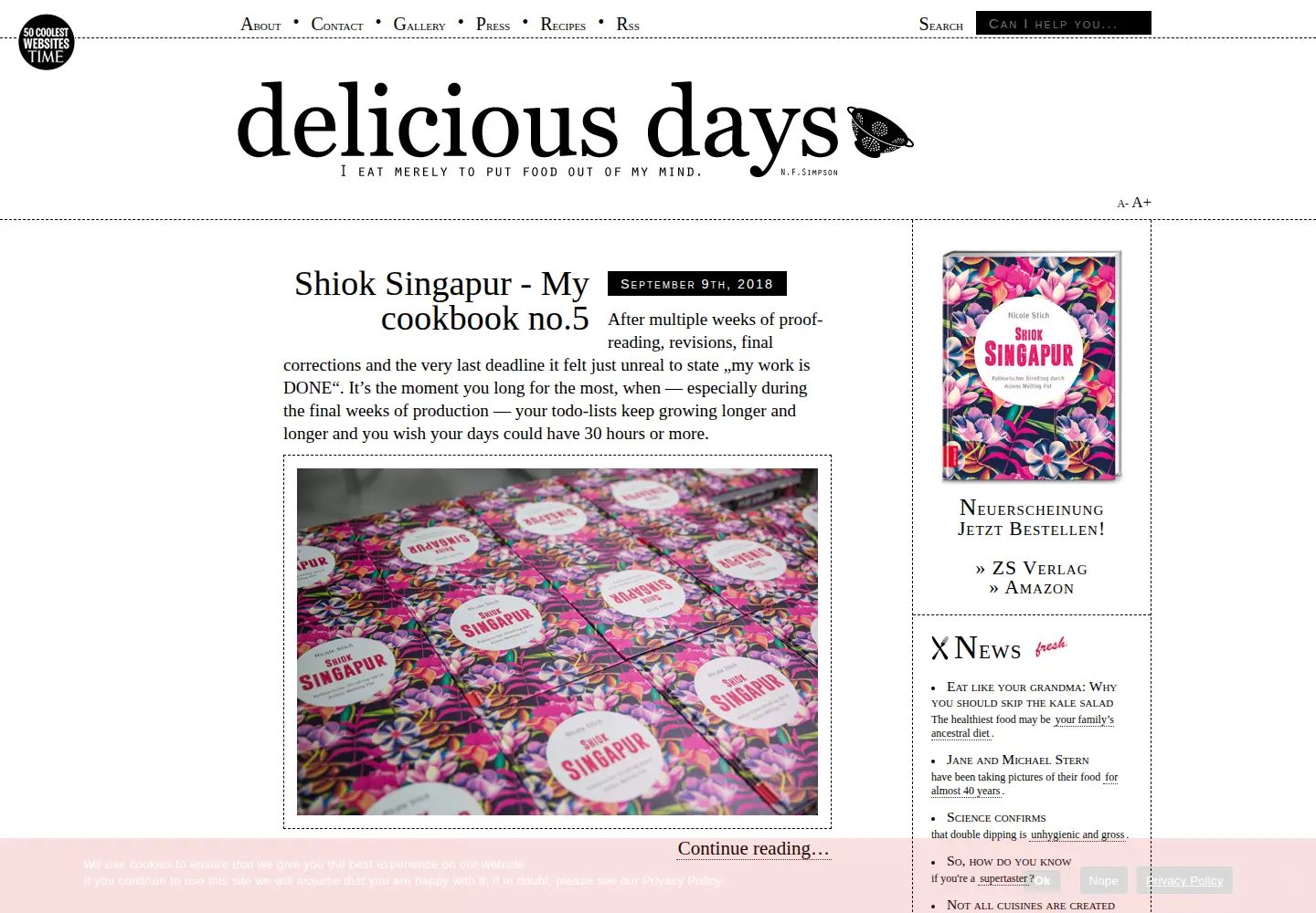 Captured homepage of deliciousdays.com in the current scan