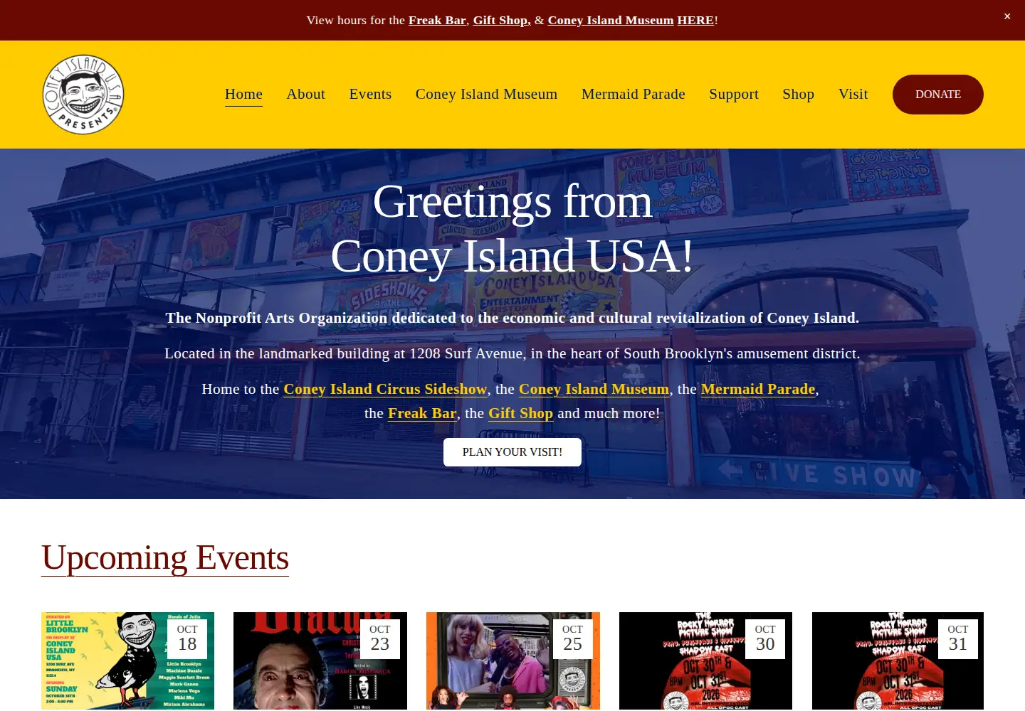 Captured homepage of coneyisland.com in the current scan