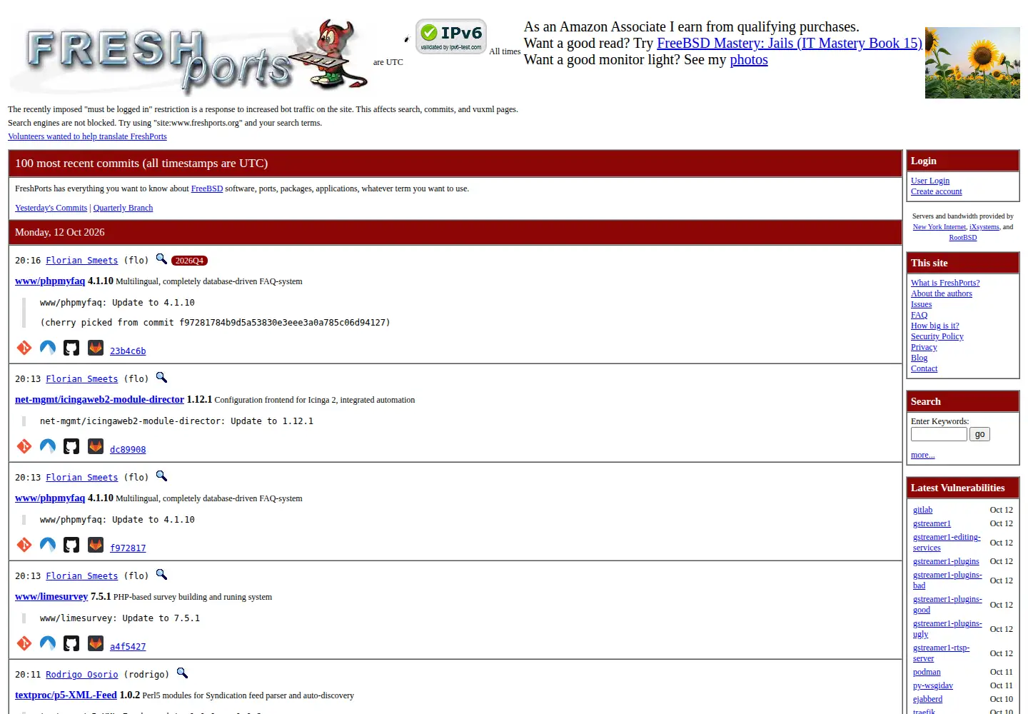 Screenshot of freshports.org
