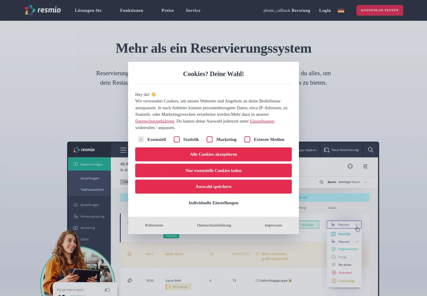 Screenshot of resmio.com
