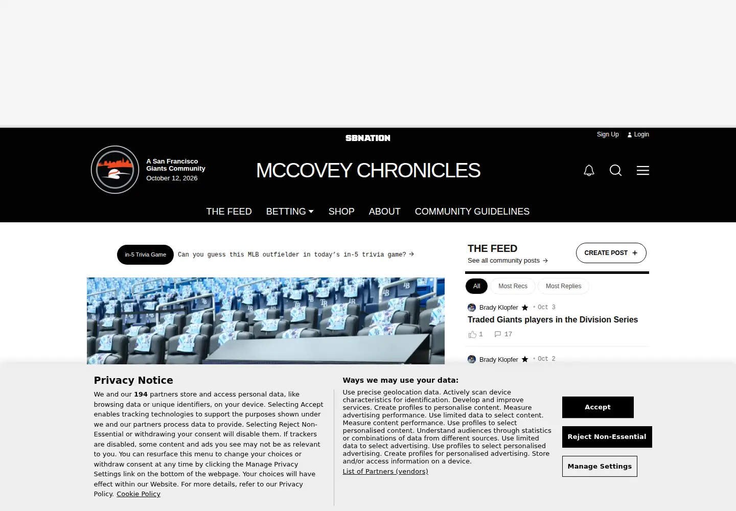 Captured homepage of mccoveychronicles.com in the current scan