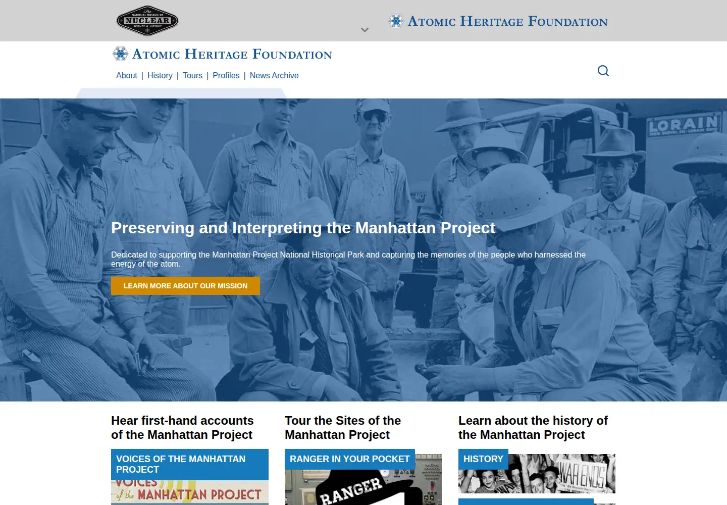 Screenshot of atomicheritage.org