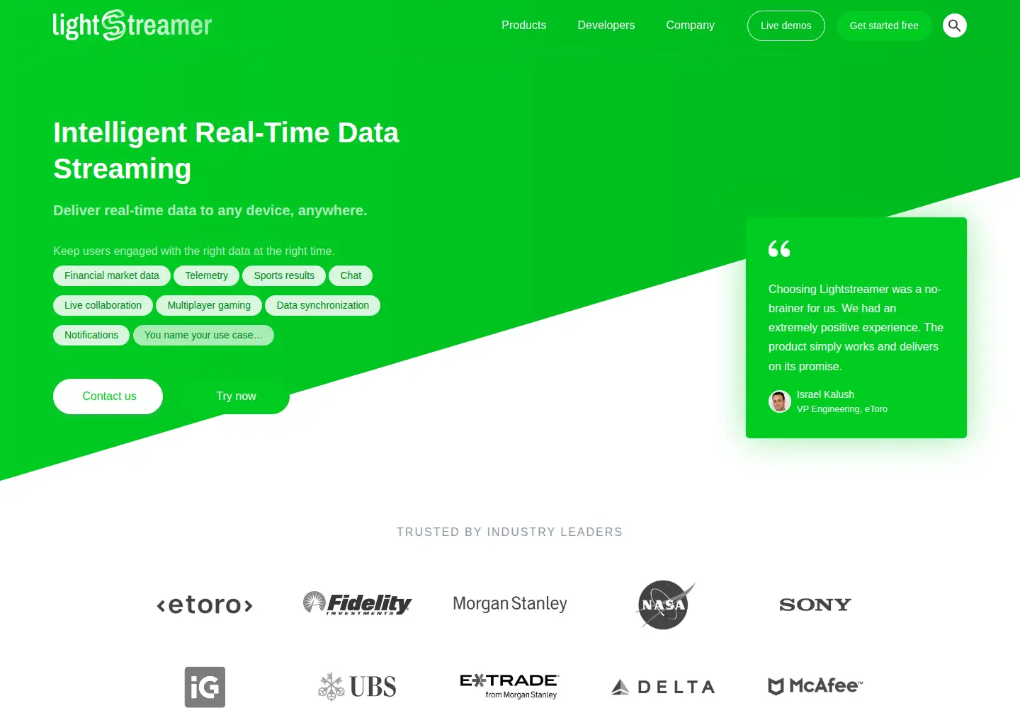 Screenshot of lightstreamer.com