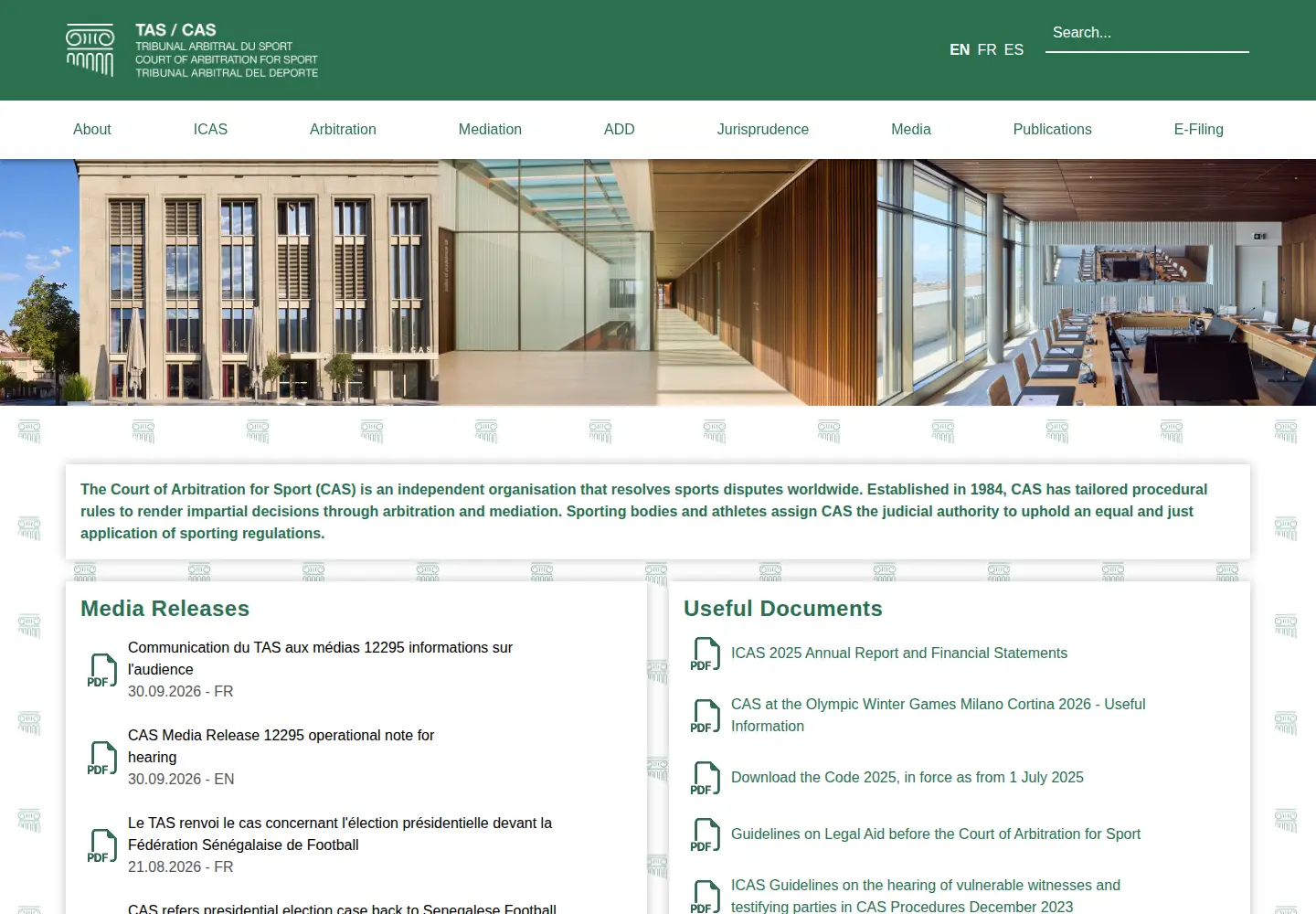 Screenshot of tas-cas.org