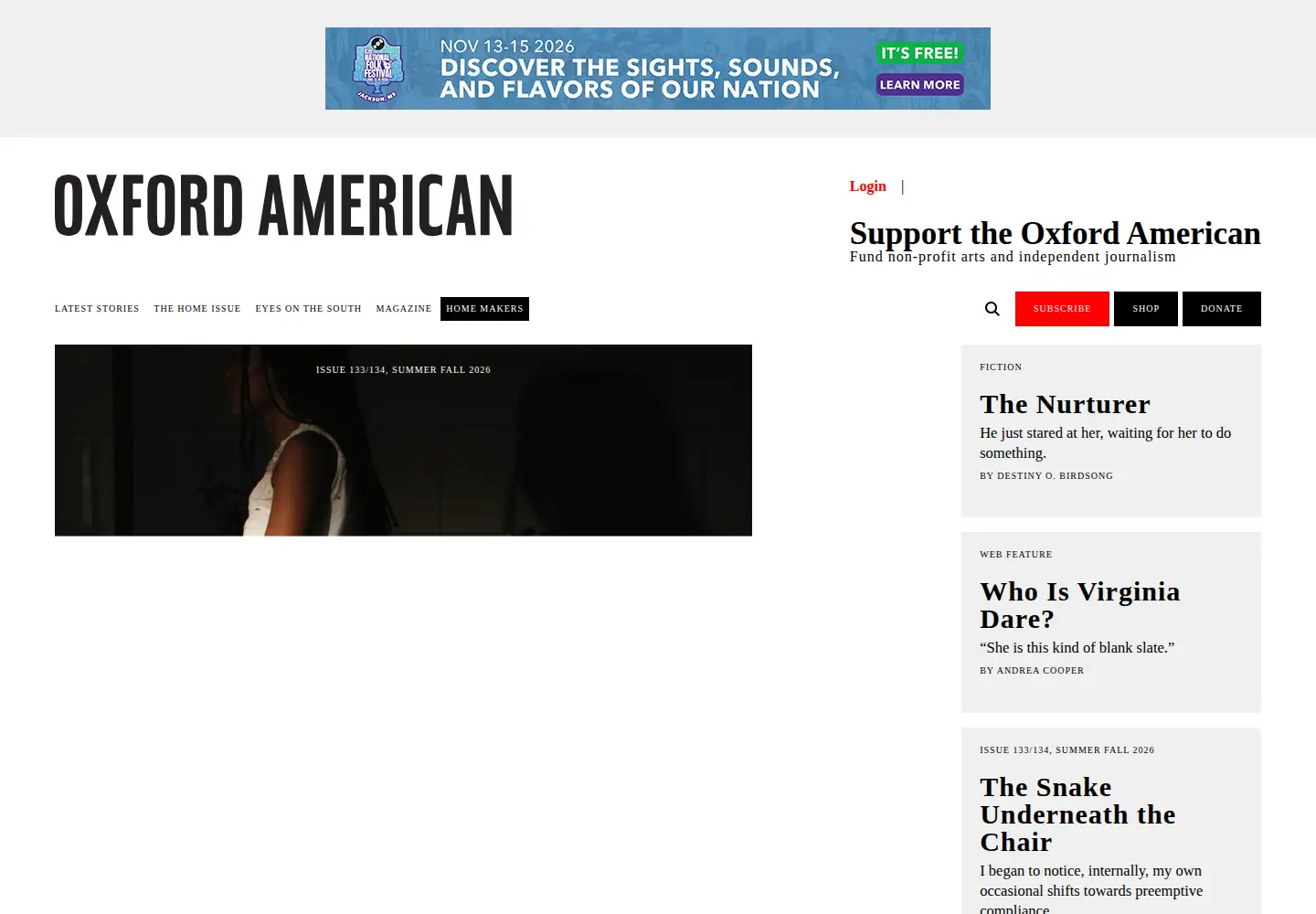 Screenshot of oxfordamerican.org