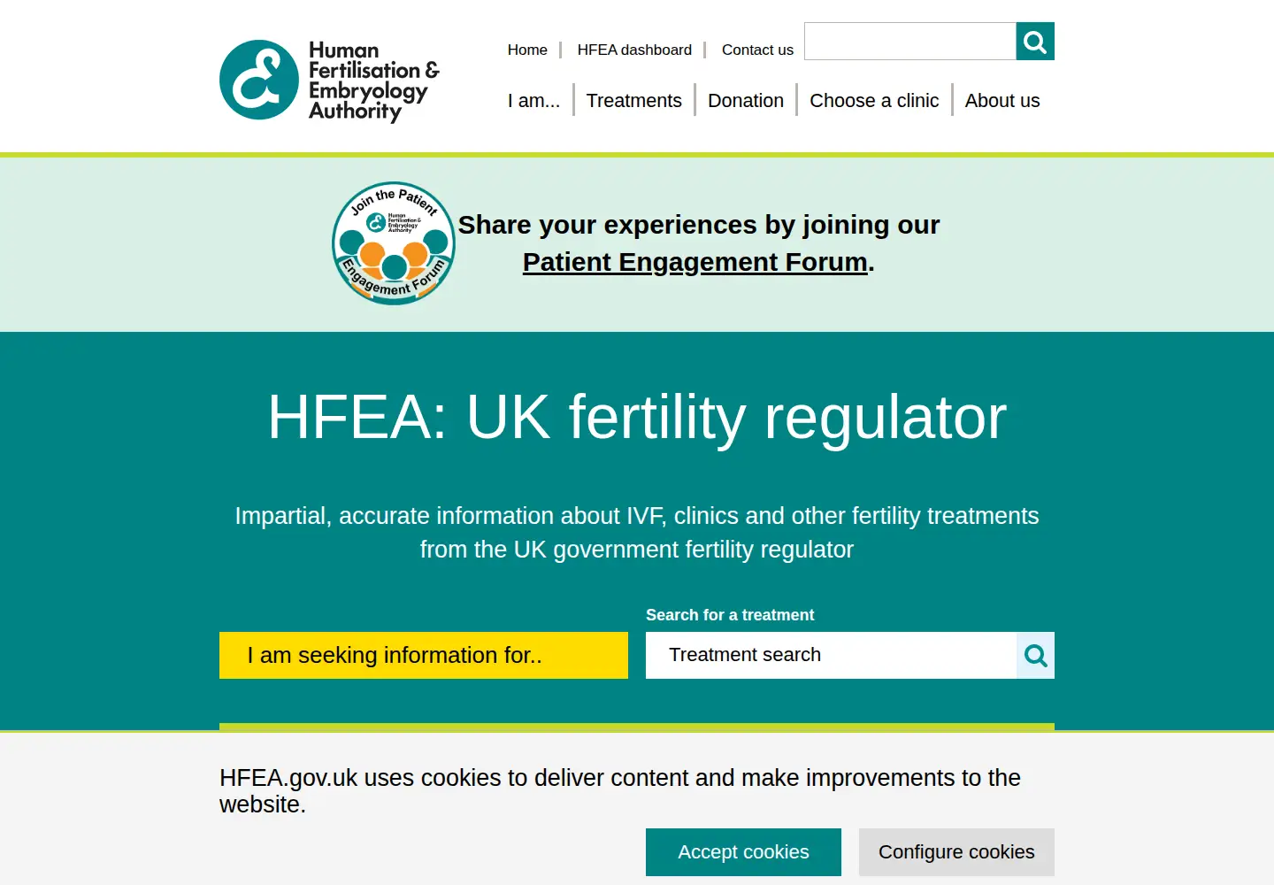 Screenshot of hfea.gov.uk