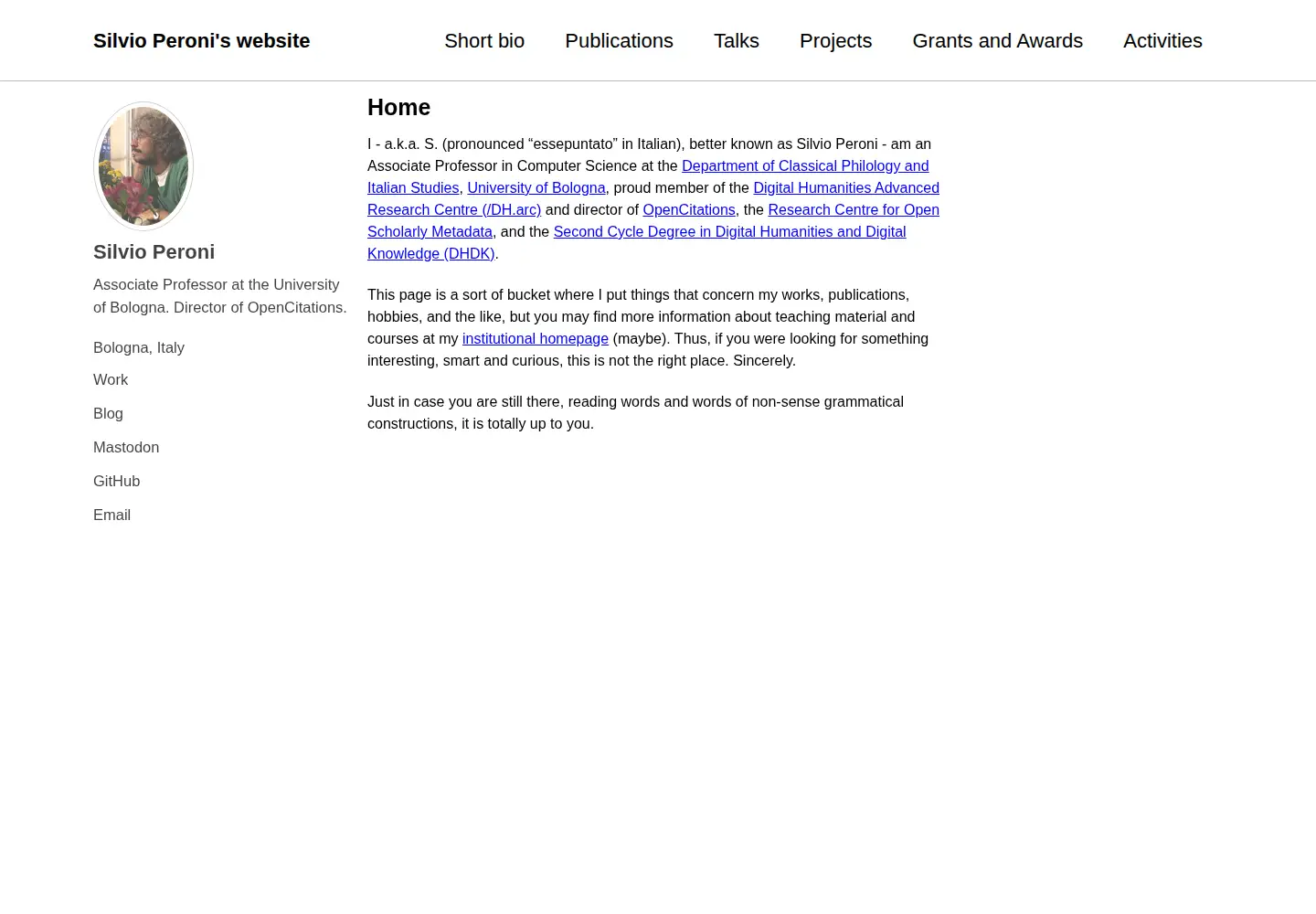 Captured homepage of essepuntato.it in the current scan