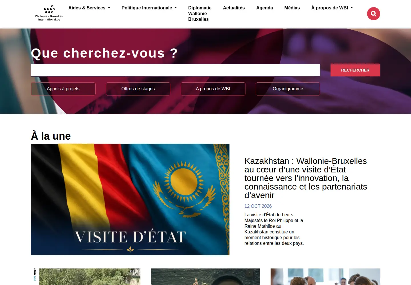 Captured homepage of wbi.be in the current scan