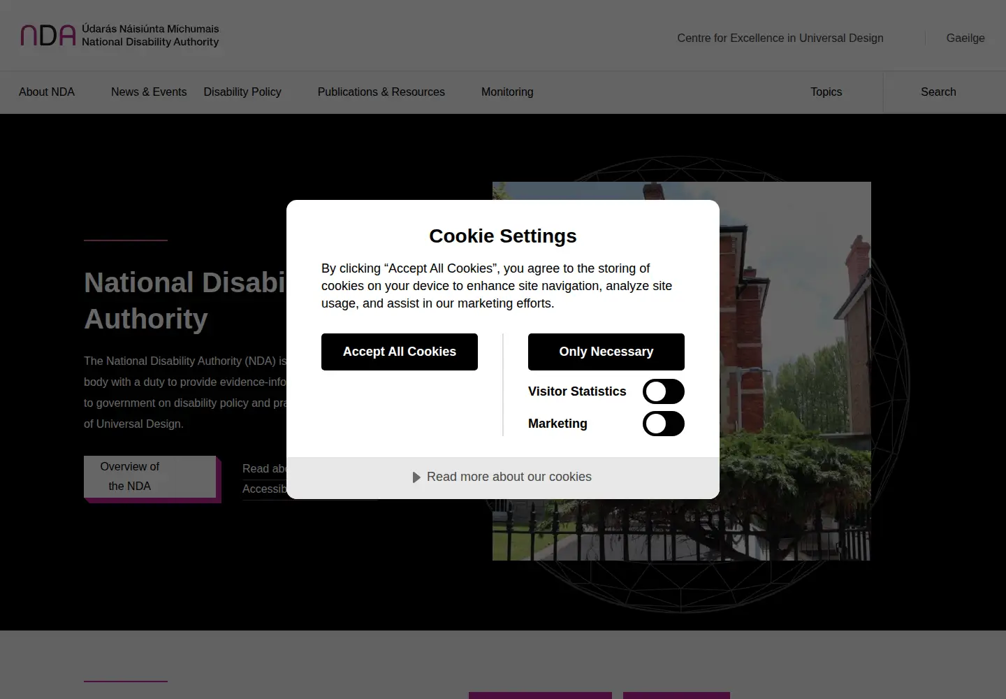 Screenshot of nda.ie