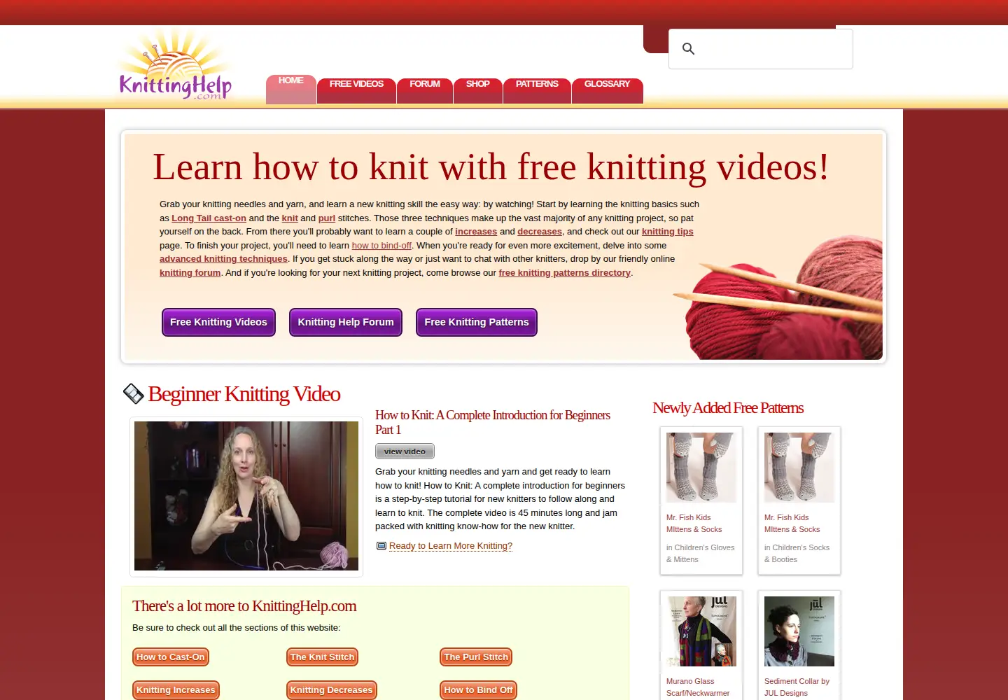 Screenshot of knittinghelp.com