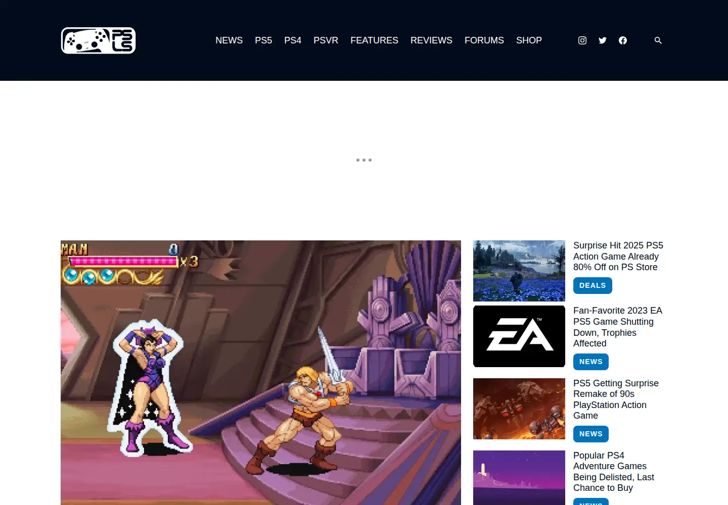 Captured homepage of playstationlifestyle.net in the current scan