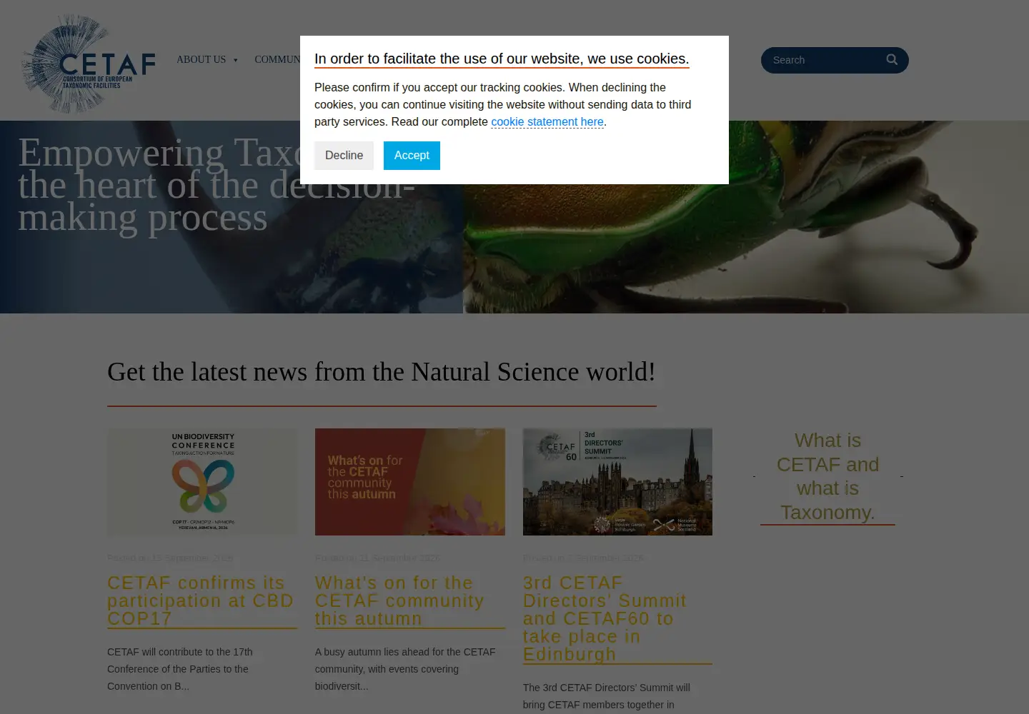 Screenshot of cetaf.org